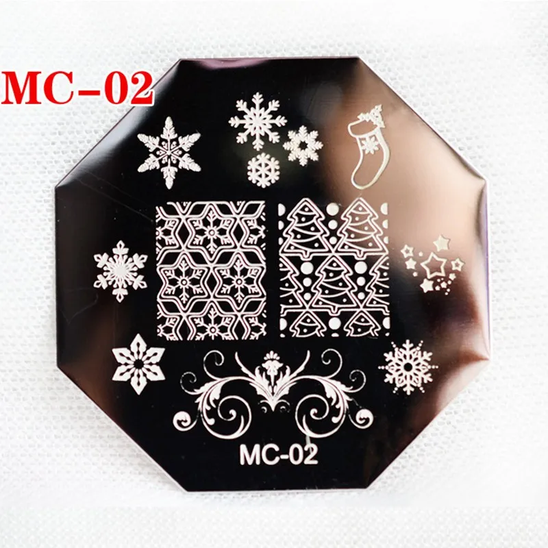 1 ШТ. Новогодняя Тема Ногтей Штамповки Пластин Из Нержавеющей Стали Xmas Снежинка