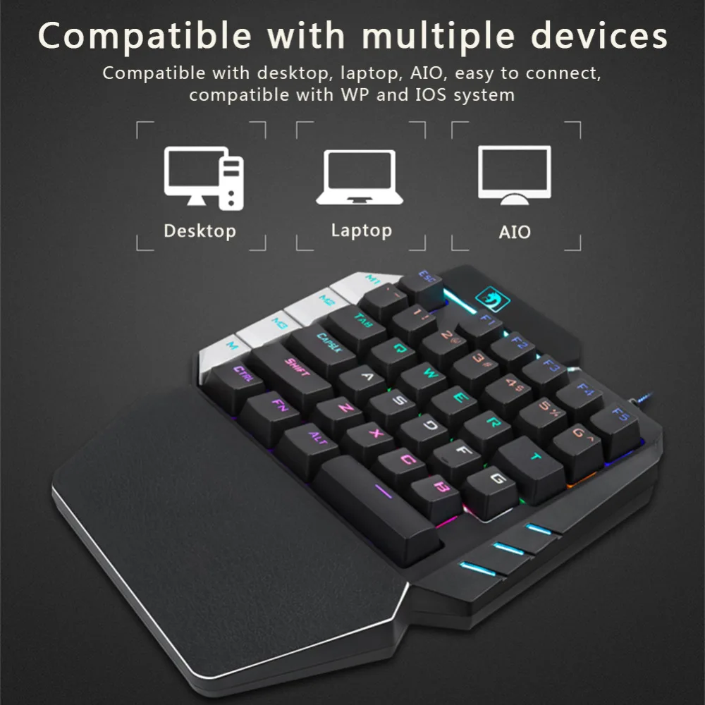 gaming keyboard one handed mechanical keyboard for pugb mobile game left hand keyboard pc laptopgaming mouse game for gamer free global shipping