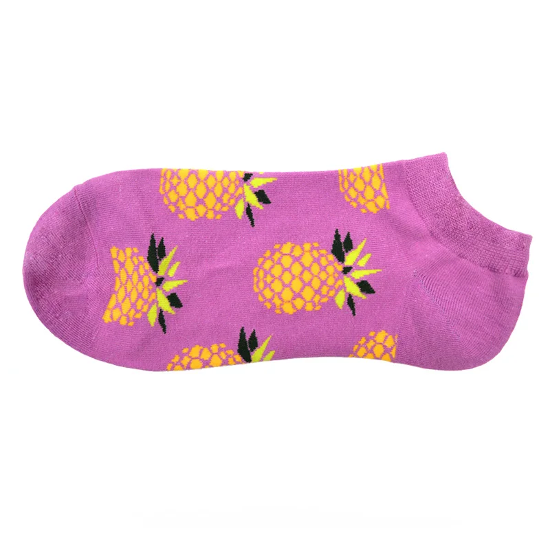 pineapple Happy Crew, уличные носки, арбуз, вишня, лимон, носки, короткие, хлопковые, летние, забавные, для женщин, мужчин, цветные, невидимые носки-лодочки - Цвет: pineapple