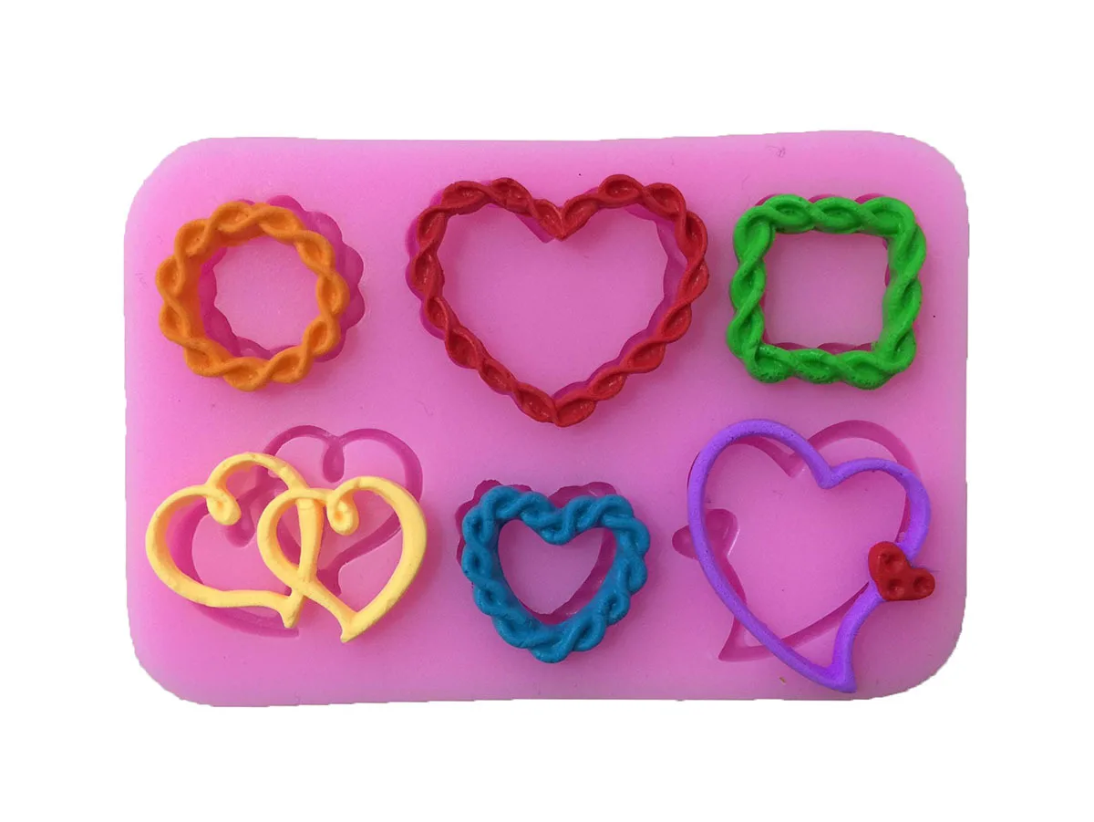 

Помадка торт плесень шоколада формы сердца границы украшения для кухни выпечки Силиконовые сахар и торт инструмент E473