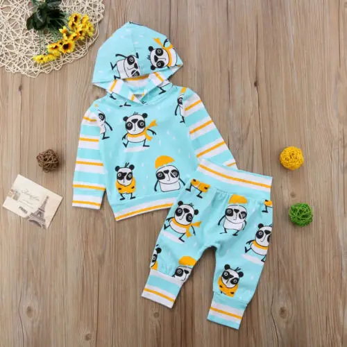 Newborn Infant Kids Baby Girl Boy Panda Hoody Tops+Long Pants Clothes Outfits 2Pcs | Детская одежда и обувь
