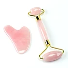 Розовый КВАРЦЕВЫЙ нефритовый ролик-массажер для лифтинга лица розовый камень антицеллюлитный морщин Кристалл Уход за кожей ролики косметический инструмент