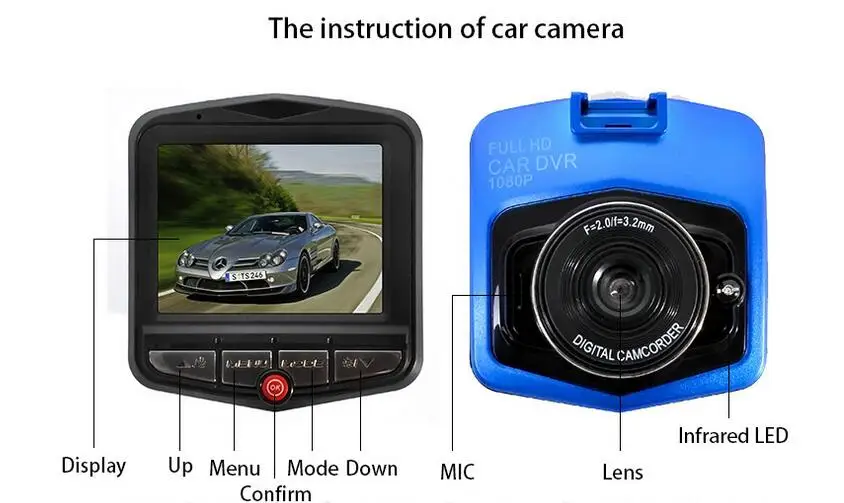 Мини Автомобильный DVR камера GT300 Dashcam видео регистратор g-сенсор ночного видения