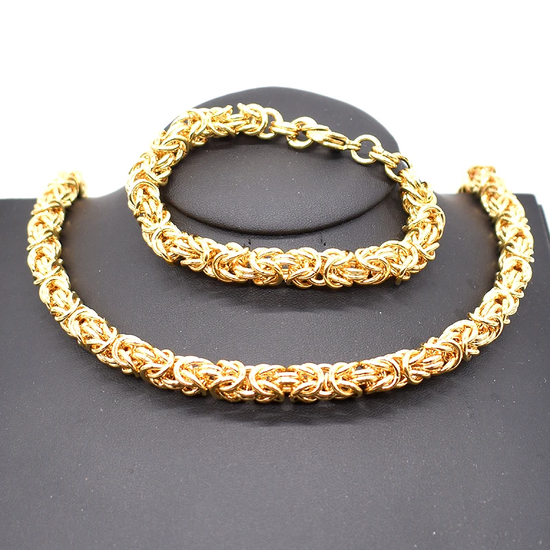 Золотая цепь AMUMIU 9 мм большие и тяжелые длинные звено веревки ожерелье браслет