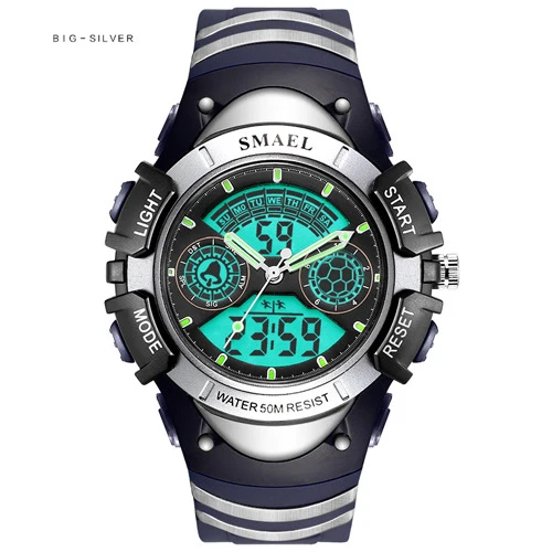 L Silver Blue SMAEL детский светодиодный дисплей цифровые часы 30 м водонепроницаемые детские спортивные часы многофункциональные электронные студенческие наручные часы для мальчиков и девочек - Цвет: L Silver Blue