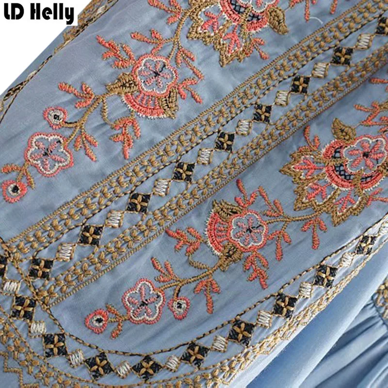 LD Helly осень 2018 Для женщин Цветочный Рубашки с вышивкой женский стенд воротник