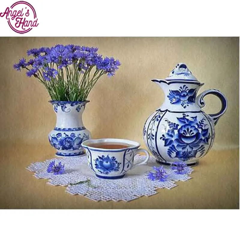 Diy Алмазная вышивка сине-белые фарфор 5D крестиком на рисунке 3D Сделай Сам