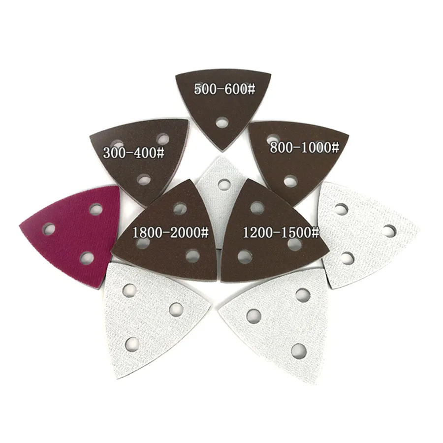 

3Hole Triangle Wet/Dry Flocking Sponge Sanding Disc Sandpaper Red 80*80*80mm 300-2000 Grit Abrasive Tools For Polishing Grinding