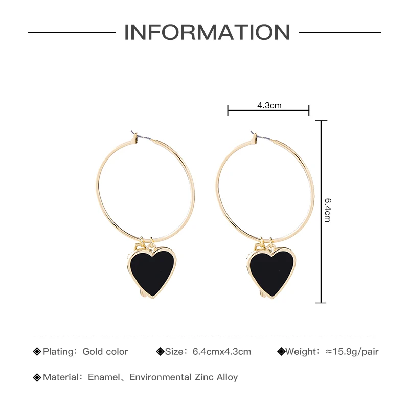 Красные/черные классические женские керамические серьги Bijoux Hoop смешанные