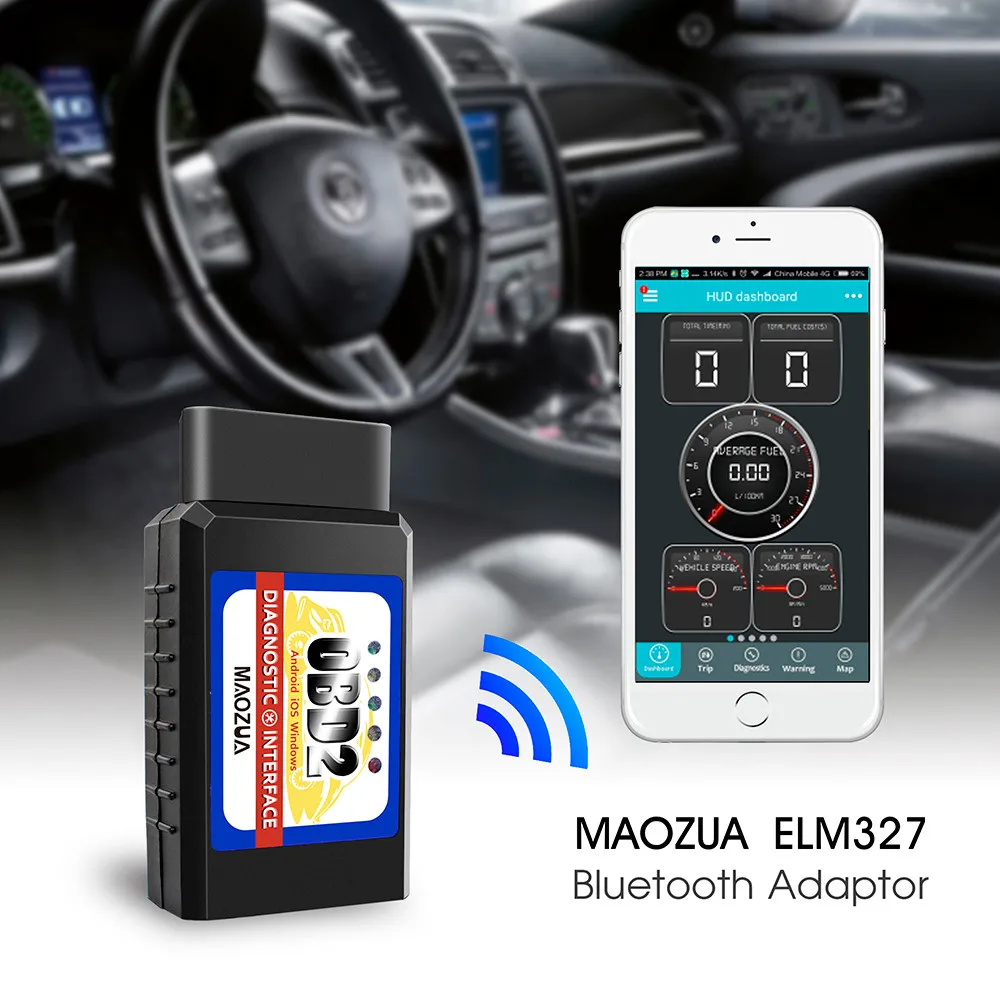 Считыватель кодов Maozua OBD2 ELM327 Bluetooth V1.5 для iPhone Android OBDII сканер автомобиля OBD 2 ELM 327 в 1