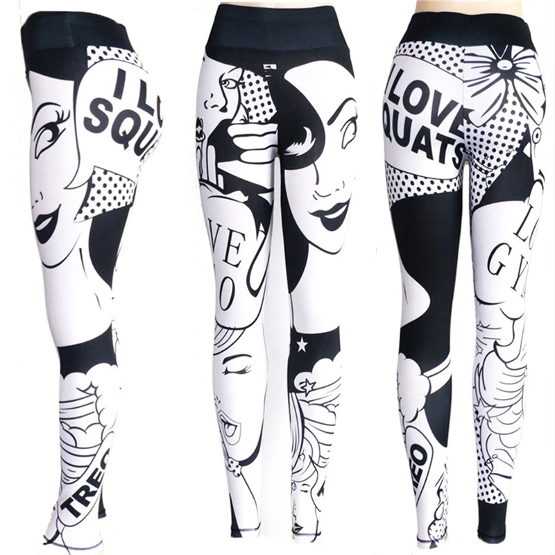 Женские уникальные леггинсы для фитнеса с принтом на бедрах тренировочные