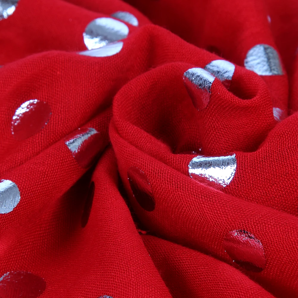 FOXMOTHER Новая мода Блестящая лента из фольги красный горошек шарф для