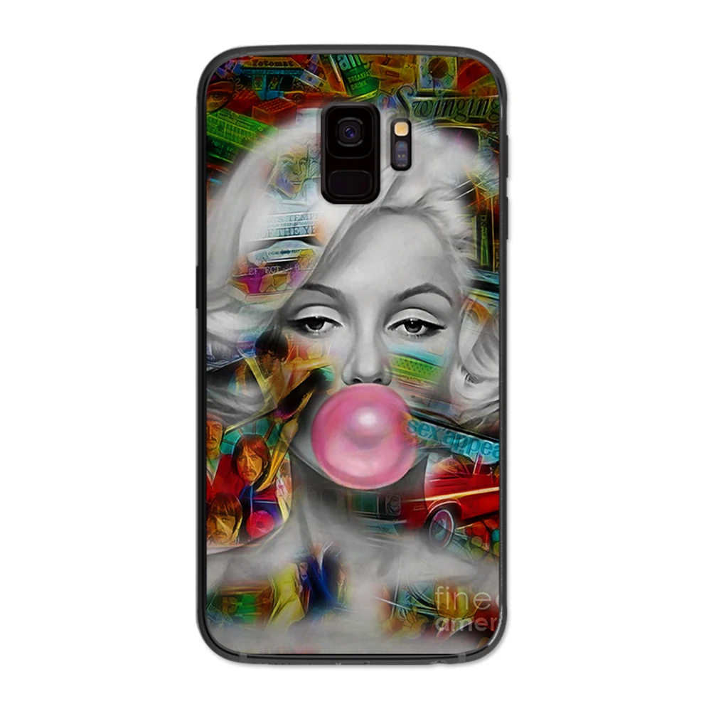 Мягкий чехол для Samsung Galaxy S6 S7 S8 S9 S10e Plus Note 8 9 с черно-белыми пузырьками Мэрилин