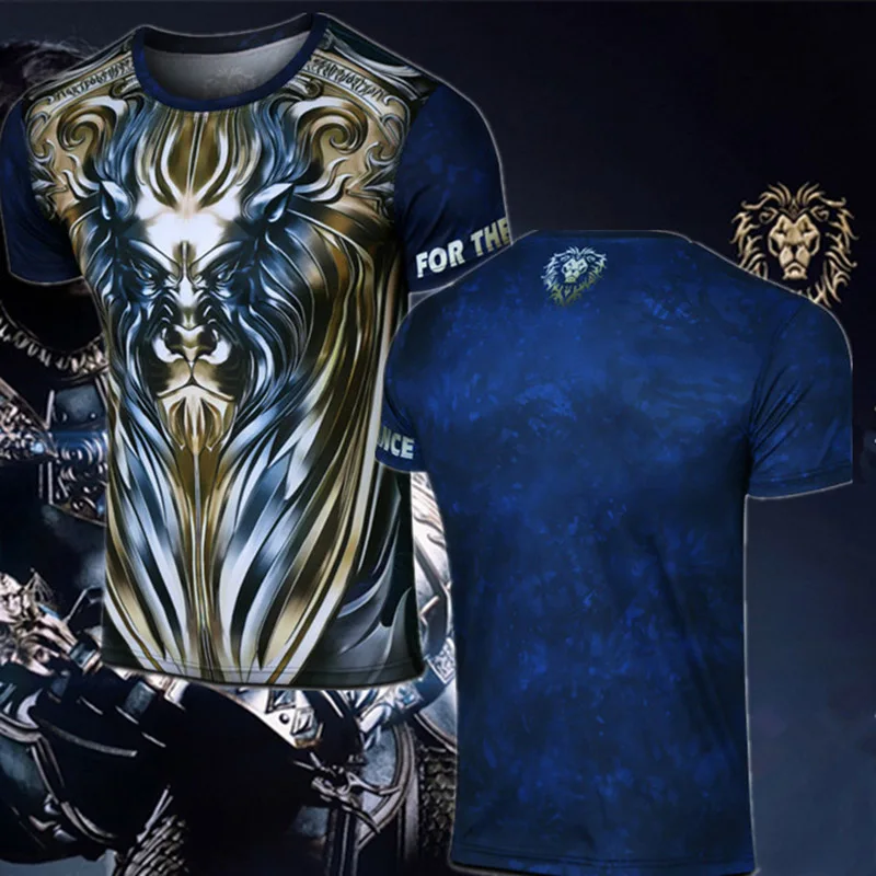 Взрослая футболка игры WoW Альянс LionT рубашка для Для мужчин короткий рукав с