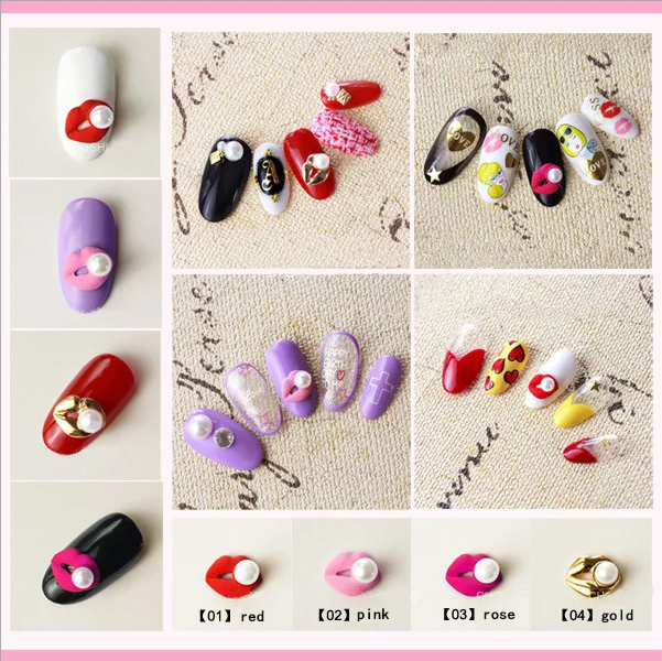 100 шт./лот горячая Распродажа 3d красивые красные розовые золотые губы жемчужины