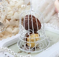 100pcs unique simple white metal bird cage birdcage box candy boxes wedding events christmas valentine s gift favor