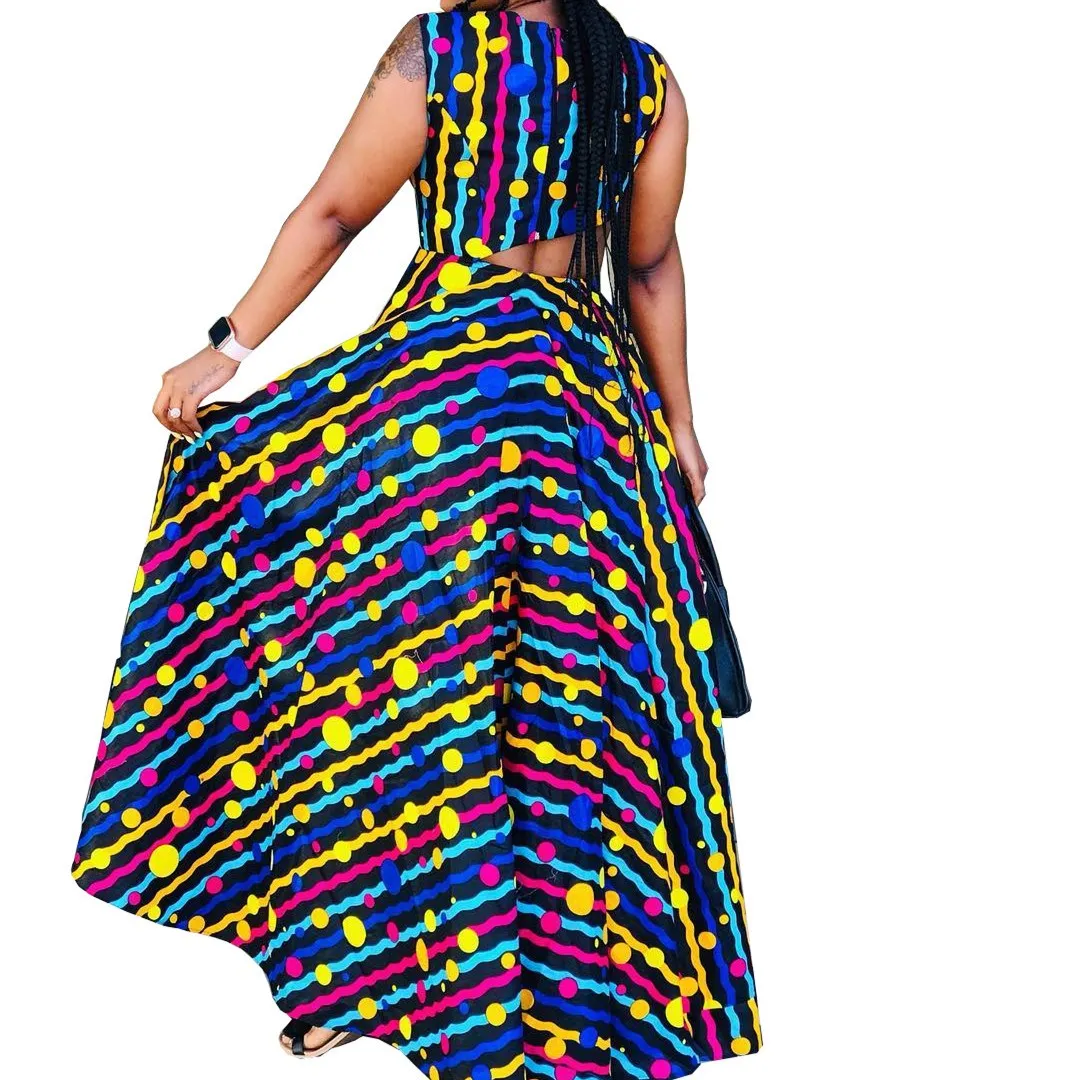 Женский полосатый принт без рукавов в горошек комплект из двух предметов