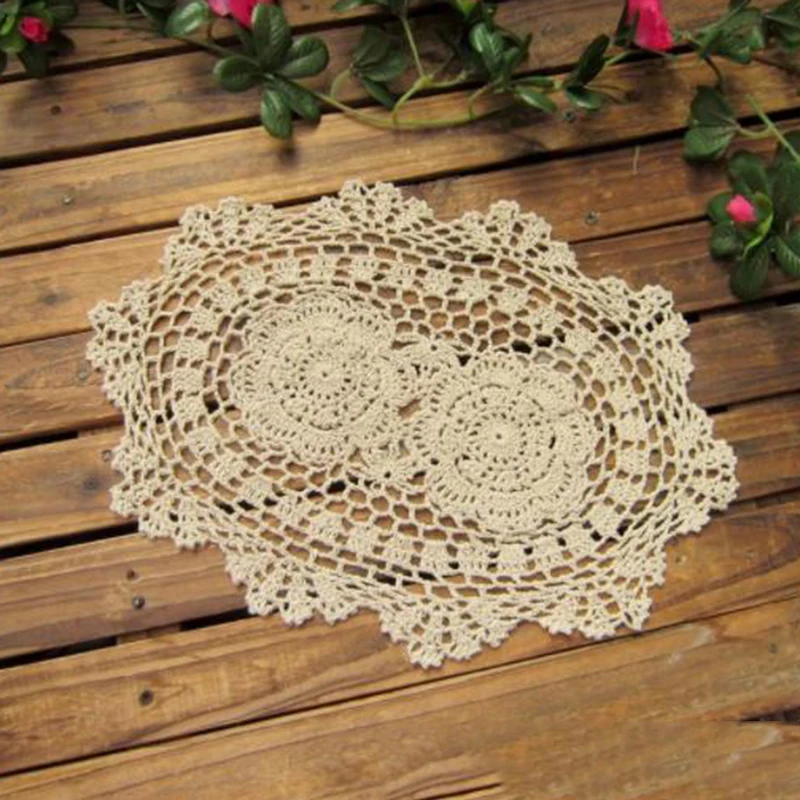 Овальная винтажная ручная кроше кружева Doilies Flroal узор украшение семейного дома