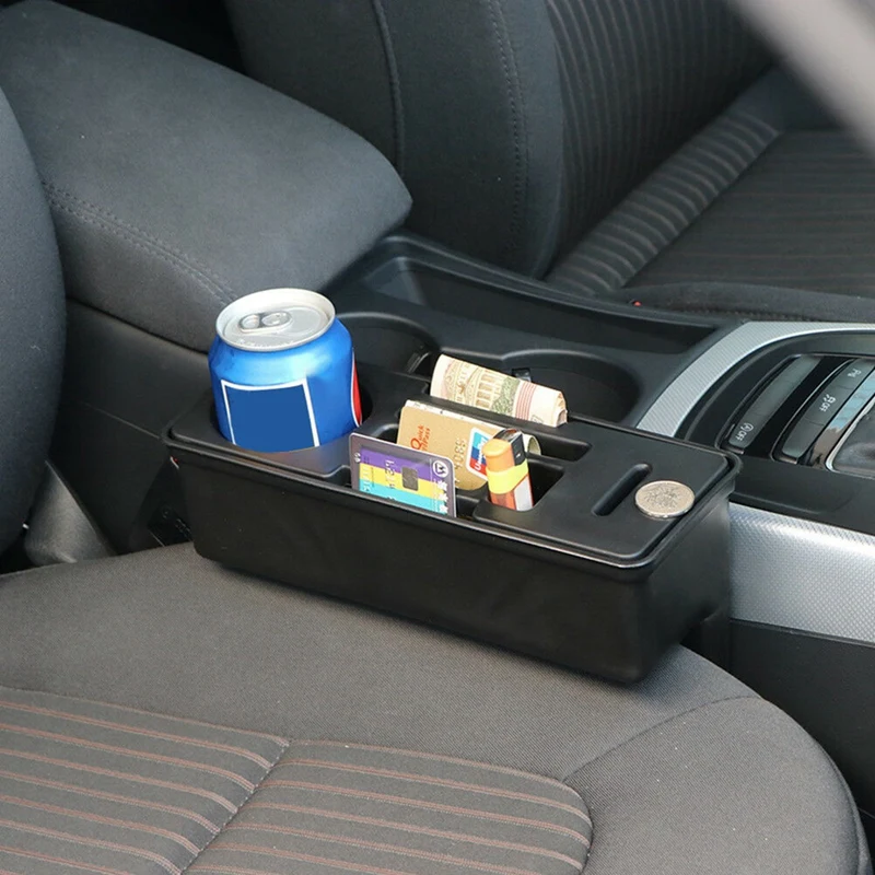

Car Console Side Pocket Seat Crevice Storage Organizer Pocket Organizer With Coin Box And Water Cup Holder