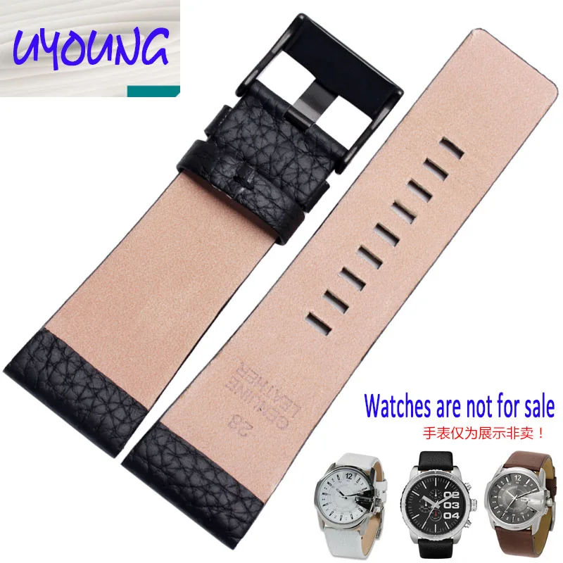 Uyang Hight Quality Genuine Leather Watchband Adapter Diesel DZ1399 DZ4280 DZ4290 24mm 26mm 28mm Watch Strap Black Brown for Men