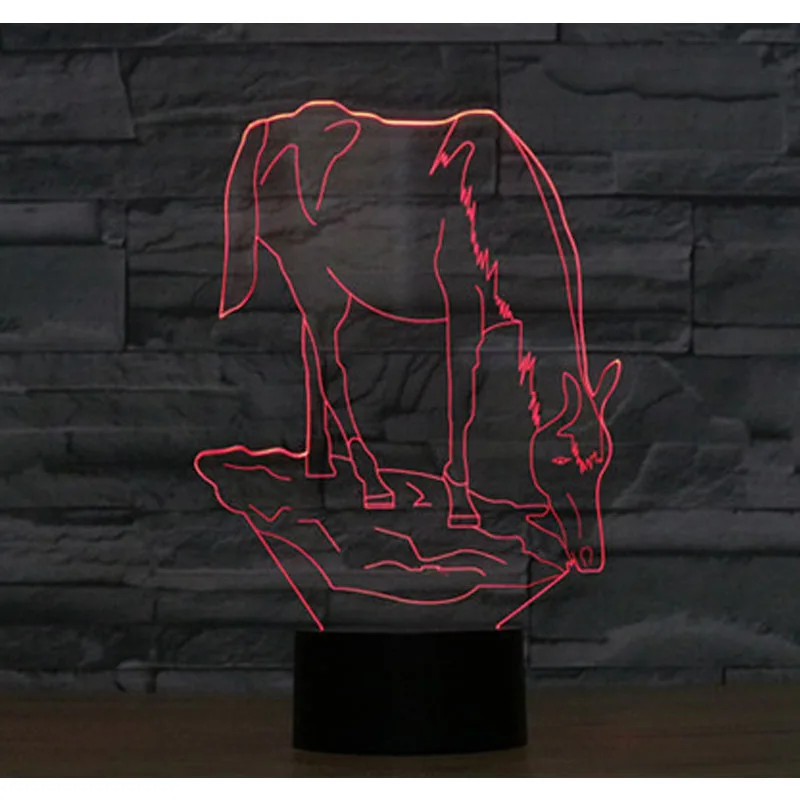 3D LED ночник лошадь Питьевая вода с 7 видов цветов свет для украшения дома лампа