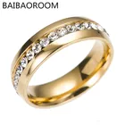 Модное однорядное кольцо с фианитом и кристаллами, высококачественные кольца из нержавеющей стали для женщин, ювелирные изделия в подарок