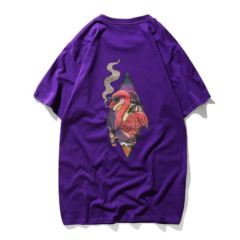 Мужские футболки с изображением фламинго Харадзюку уличная Печать Топ Тройники