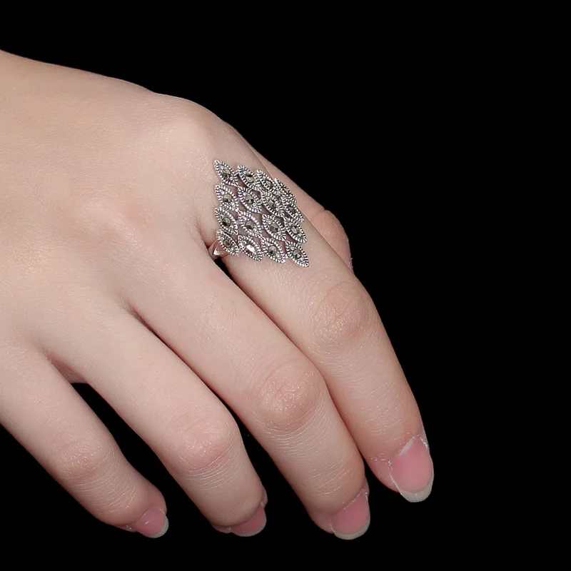 2018 New Women Morganite Anel Feminino Hot S925 Sterling Antique Mosaic Stone Lady High Grade Jog Open Ring Wholesale. | Украшения и