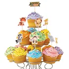 QIFU 24 шт., милый топ для торта с животными, для свадьбы, для детей, для душа, для кекса, украшения для детей, для дня рождения, праздничное украшение торта