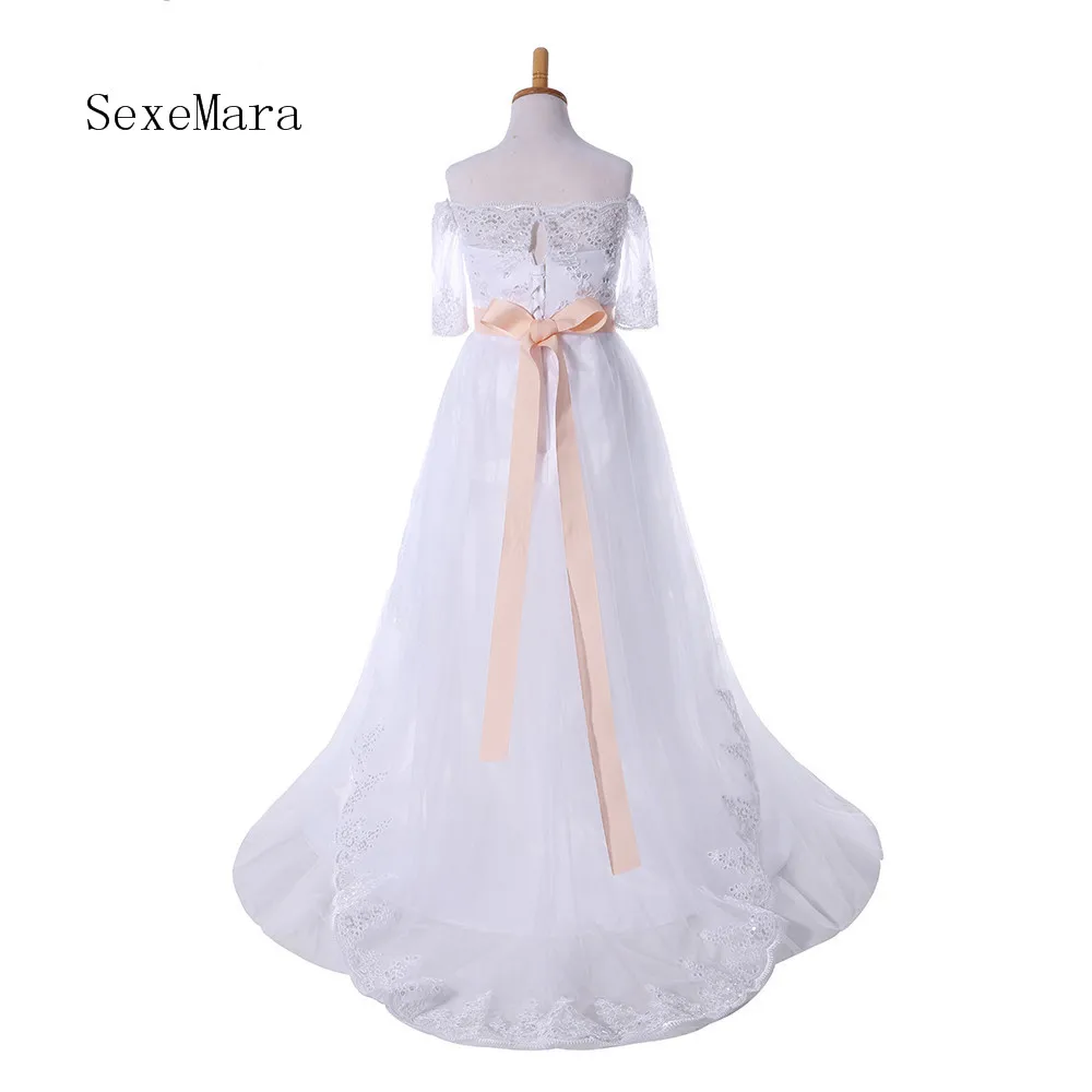 Real Picture White Ivory Lace Flower Girls Dresses With Belt First Communion Dress Princess Girl | Детская одежда и обувь