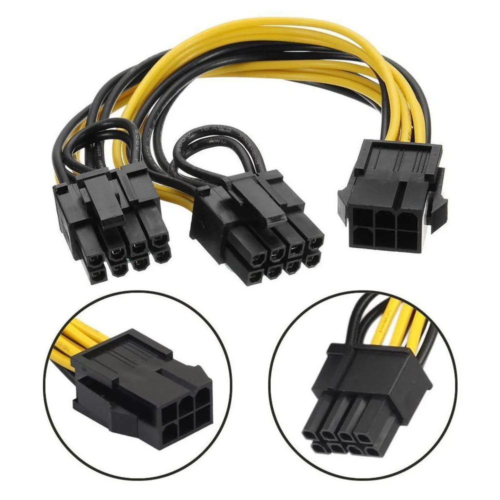 6-контактный переходник с внутренней двойной PCIe 8 Pin (6 + 2) Мощность кабель адаптер
