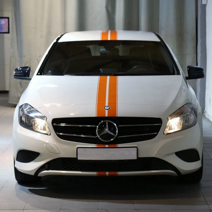 Автомобильные наклейки ZC699 двойные гоночные полосы оранжевые виниловые на крышу