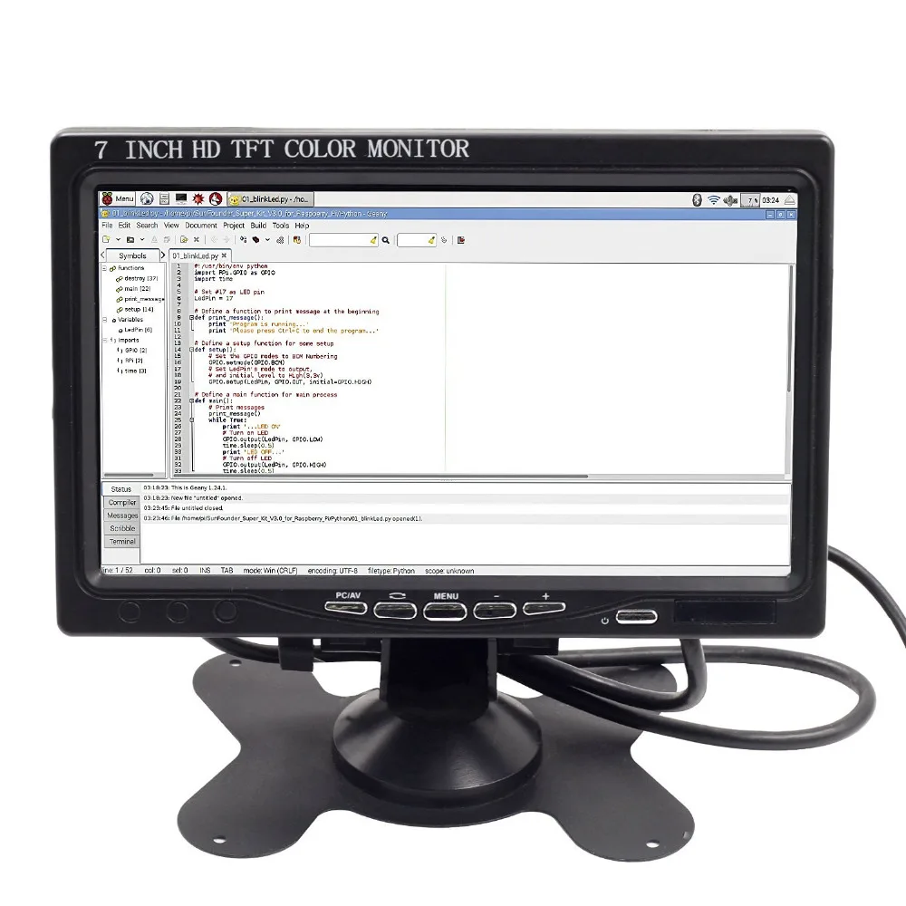 Podofo " VGA монитор TFT lcd цветной автомобильный монитор 2 видео вход аудио видео дисплей VGA HDMI AV вход монитор безопасности автомобиля-Стайлинг