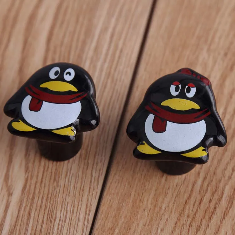 Мультяшные керамические детские ручки черные фарфоровые QQ для ящиков шкафов