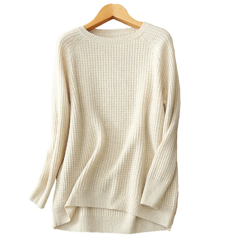 Pure Cashmere Sweater Women Autumn Winter High Quality O-Neck Moss Stitch Soft Skin Friendly Casual Loose Sweaters Pullover | Женская