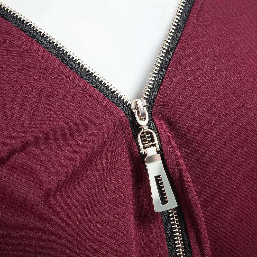 Женское облегающее платье VESTLINDA размера плюс миди с длинным рукавом и молнией