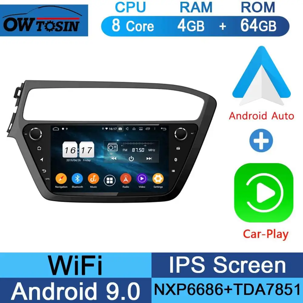 64G CarPlay Android " ips 8Core 4+ 64G Android 9,0 автомобильный мультимедийный плеер для hyundai i20 LHD gps Радио DSP CarPlay Parrot BT - Цвет: 64G CarPlay Android