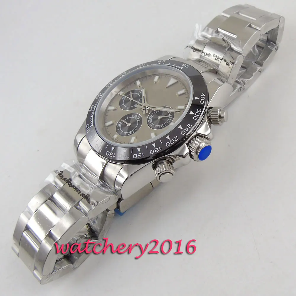 Мужские часы Bliger серые стерильные с циферблатом и кристаллом роскошные