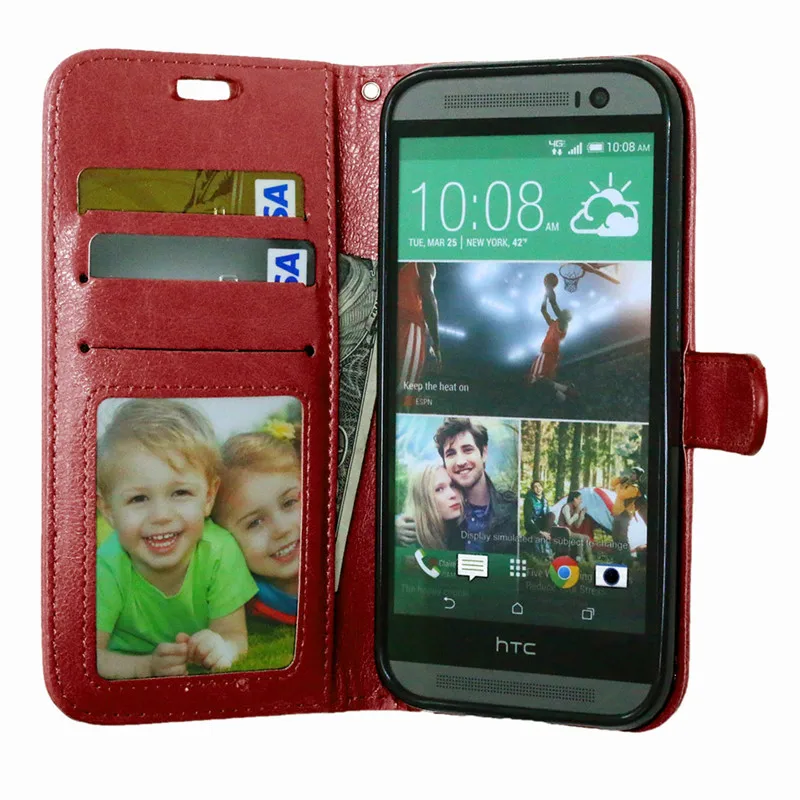 Чехол для HTC One M8 кожаный чехол бумажник с откидной крышкой Crazy Horse подставкой
