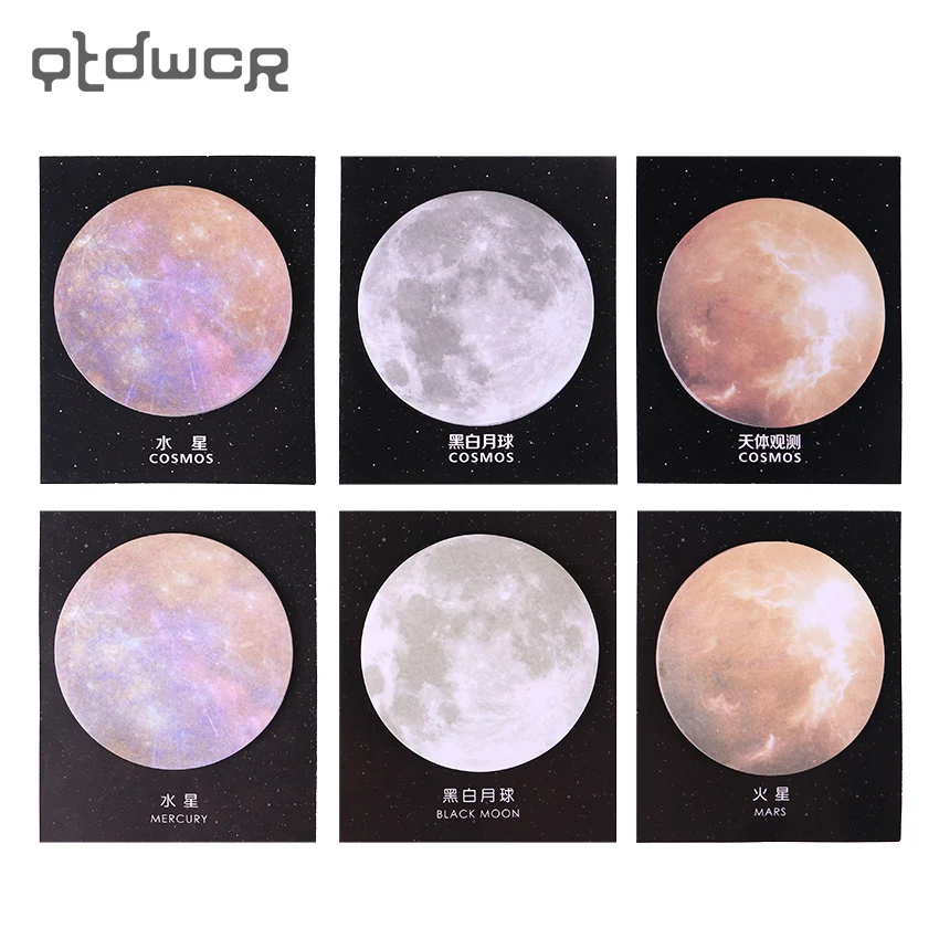 1 шт. (30 листов) блокнот с изображением планеты клейкие заметки Kawaii Cute Planet бумажный