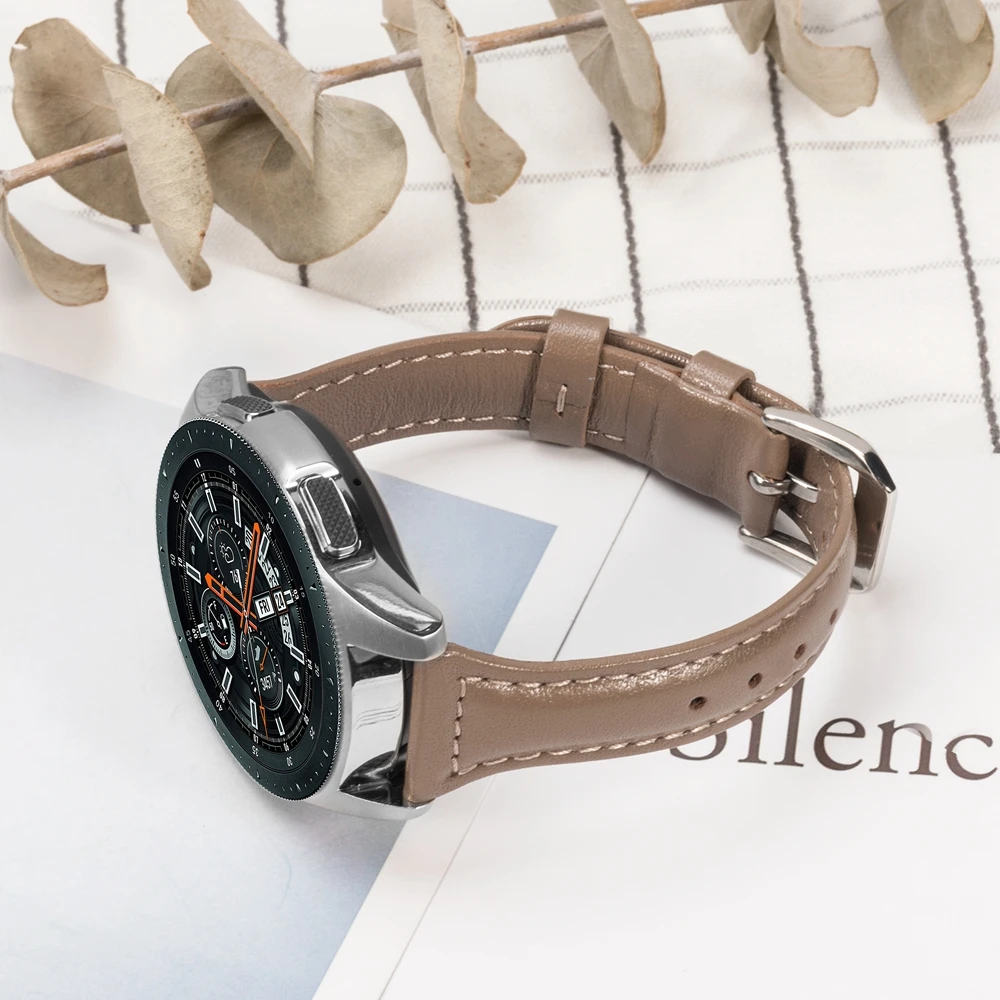 Ремешок для часов из натуральной кожи для samsung Galaxy Watch 42 мм 46 мм ремешок ретро браслет 20 мм 22 мм ремень для Galaxy Watch Active
