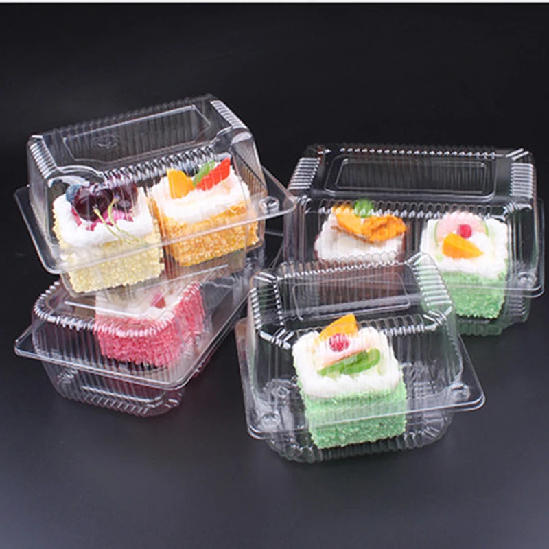 

100set Clear Plastic Bakery Cake Packaging Boxes Cookies pastry fruit Food Toast cakes mousse muffin Bread Baking Holder Box