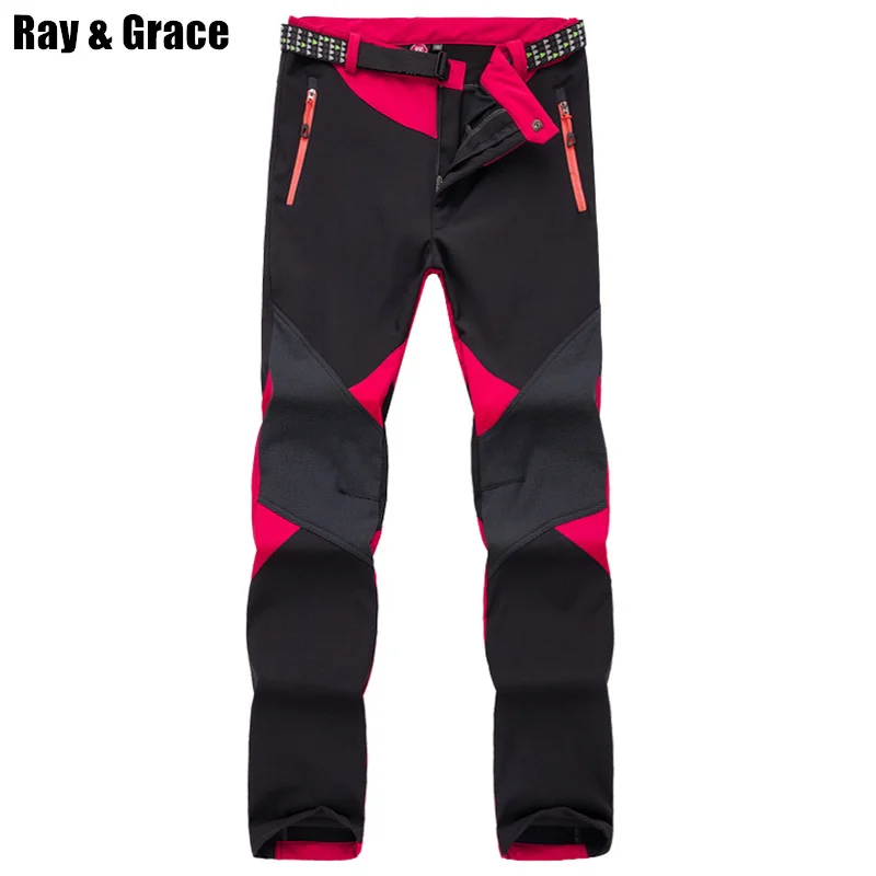 RAY GRACE зимние женские теплые флисовые лыжные брюки для улицы софтшелл походные треккинговые альпинистские брюки водонепроницаемые брюки