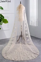 janevini luxury cathedral wedding veils champagne one layer appliques edge sequins beaded bridal veil with comb accesorios mujer