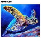 Мозаика с изображением морских черепашек, картина из квадратныхкруглых страз 5D сделай сам, вышивка крестиком, ручная работа