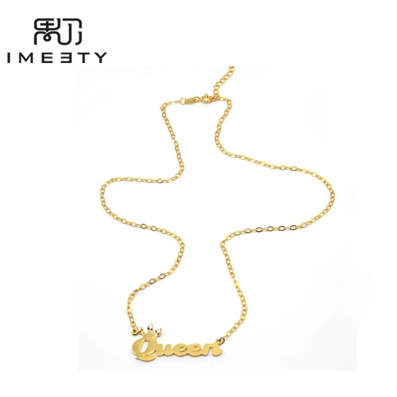 Ожерелье IMEETY с короной и именем ребенка ожерелья цирконами камнями ручной работы