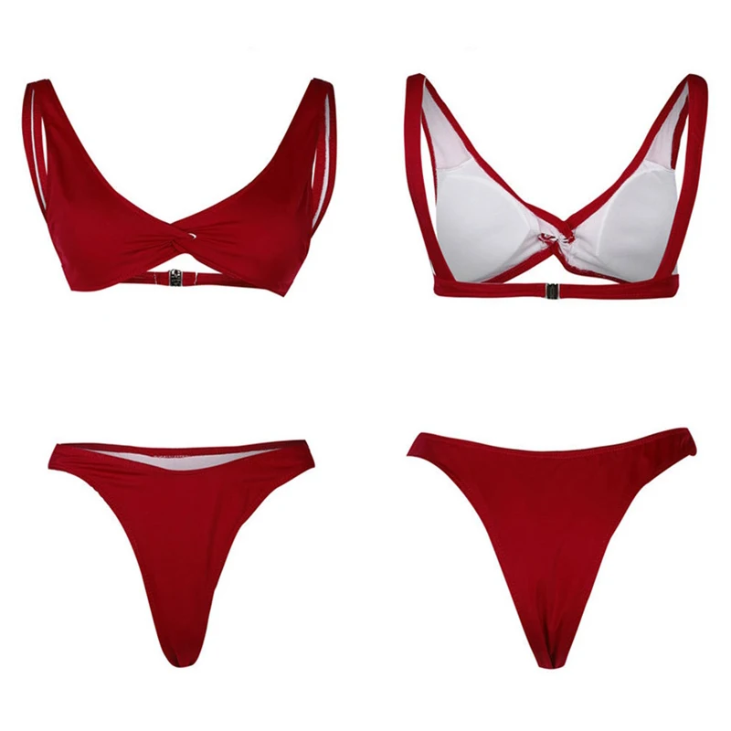 Women Bikini 2018 Sexy Push Up Set Cross Solid Swimsuit Female Swimwear Summer Beach Bathing Suits Brazilian |