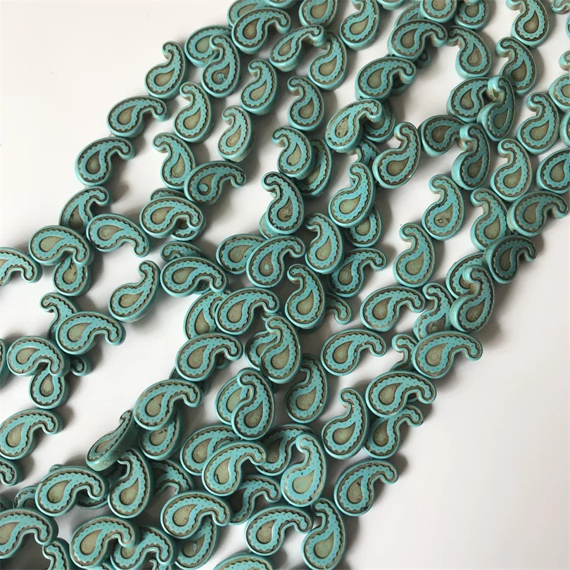 Бусины из натурального камня с вырезами Белый Голубой Бирюзовый бисер для