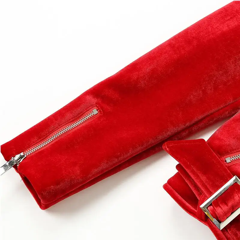 2019 весенние тонкие куртки женские модные красные однотонного цвета с длинными