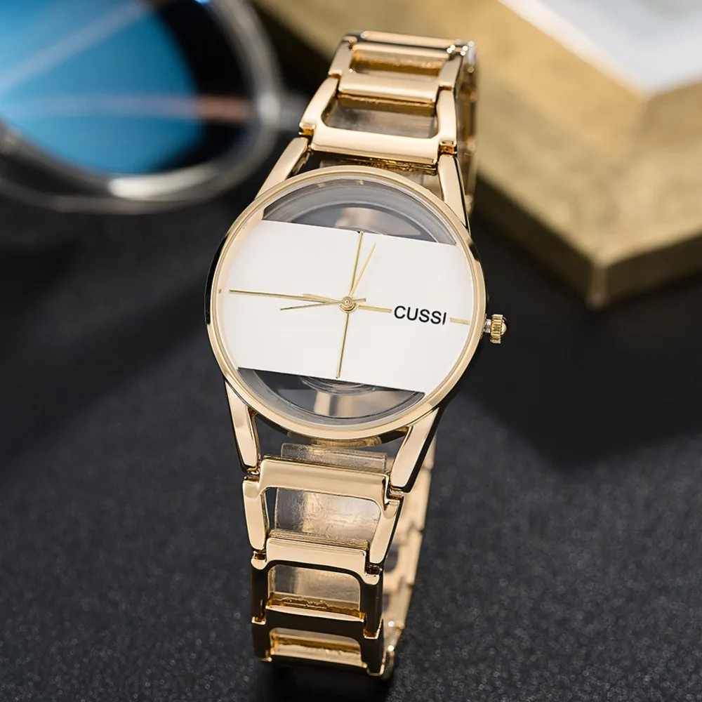 Новинка 2019 креативные женские часы CUSSI полые роскошные золотые часы-браслет